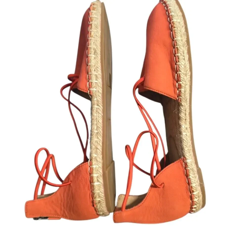 Eileen Fisher Orange Leather Espadrille Flats